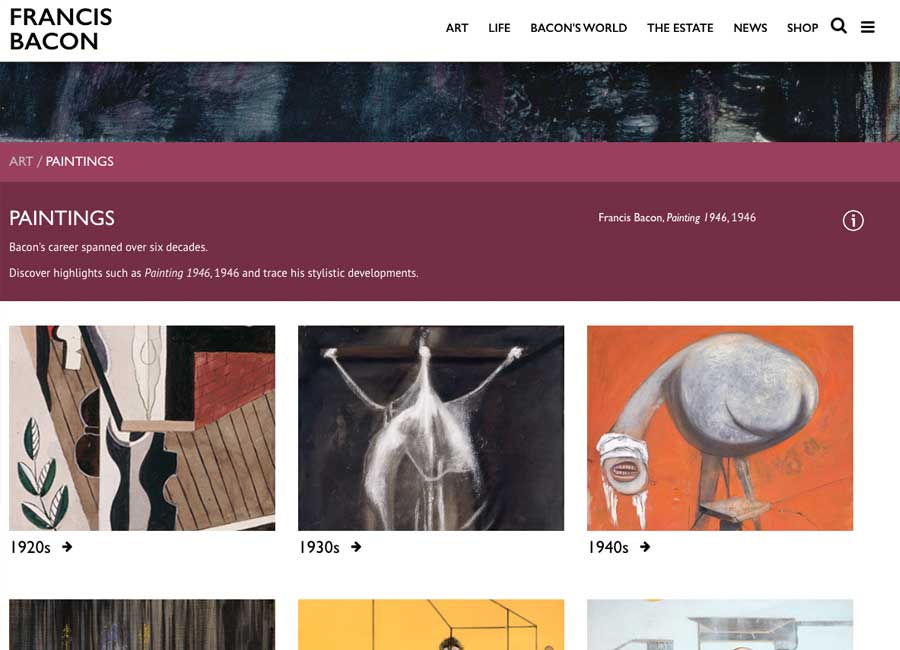 Thumbnail image of Francis Bacon website