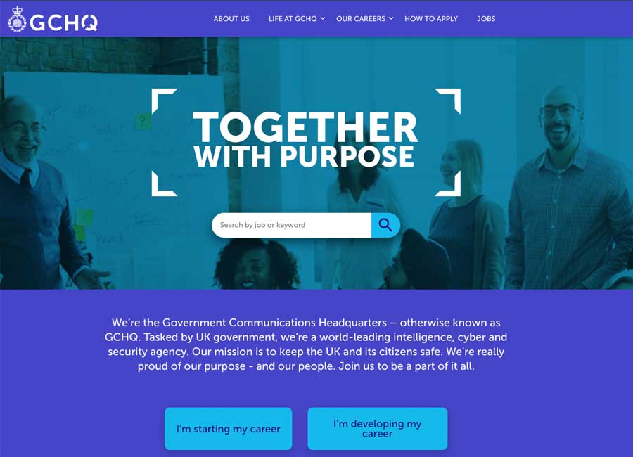 Thumbnail image of GCHQ Careers website
